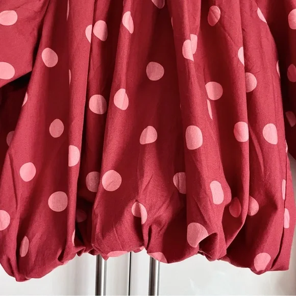 Anthropologie Maeve Poplin Bubble Up Blouse In Red Polka Dot Size XS NWT - Picture 8 of 12